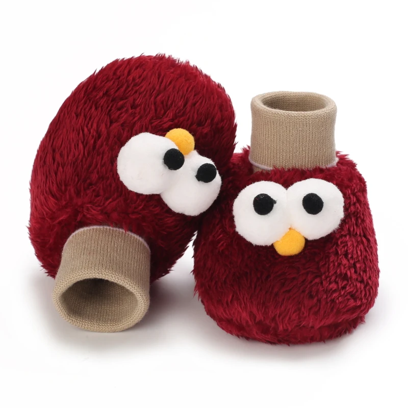Cartoon Cute Baby Children's Shoes Men's and Women's Flat Shoes Elastic Rope Plush Warm and Comfortable Socks Shoes 0-18M 6