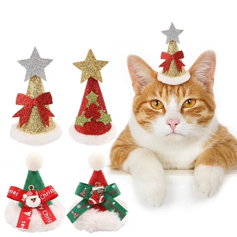 1pcs new product adjustable comfortable color pet funny photo decoration cat Christmas hat