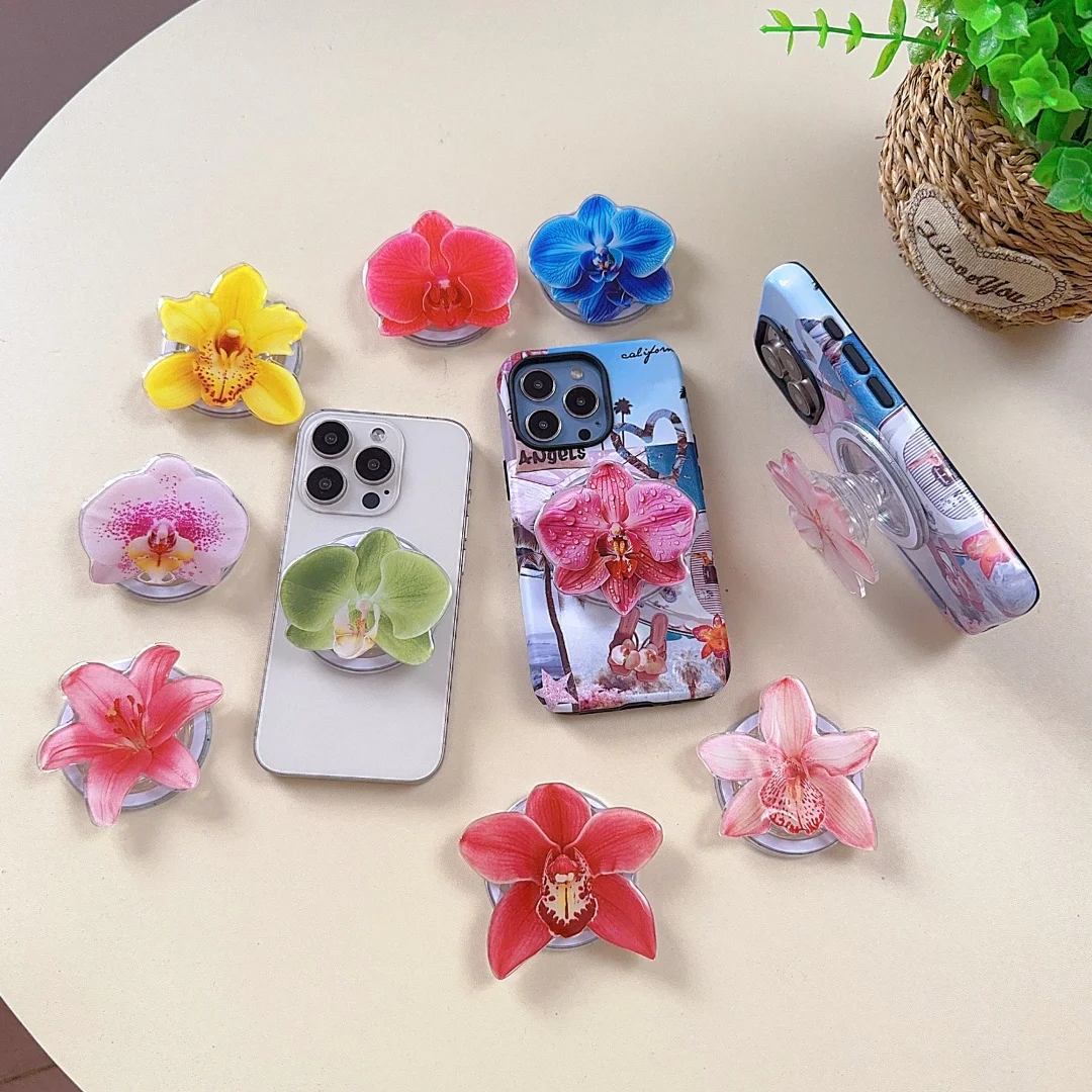 Flower Magnetic Attraction Phone Holder Case - Shockproof Back Cover
