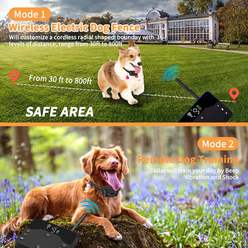 Training Collar For Dogs Wireless Dog Fence Training Collar 2-in-1