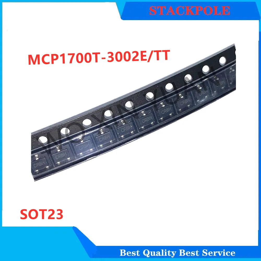 

MCP1700T-3002E/TT 10PCS MCP1700T 1700 CRBH Fixed LDO Voltage Regulator, 2.3V to 6V, 178mV Dropout, 3Vout, 250mAout, SOT-23