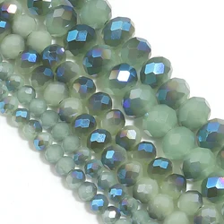 Round Faceted Colorful Glass Beads for Jewelry Making and DIY Projects (Fruit Green)