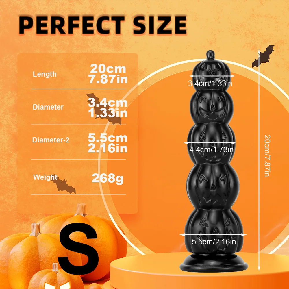 New Monster Anal Plug Huge Black Dildo Pumpkin/Skull Butt Plug Anal Dilator  Toy