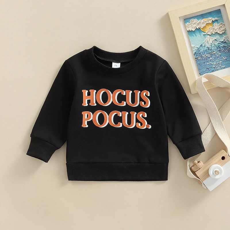 FOCUSNORM 3 Colors Halloween Baby Girls Boys Sweatshirt Tops 0-3Y Letter Printing Long Sleeve Pullover Outwear