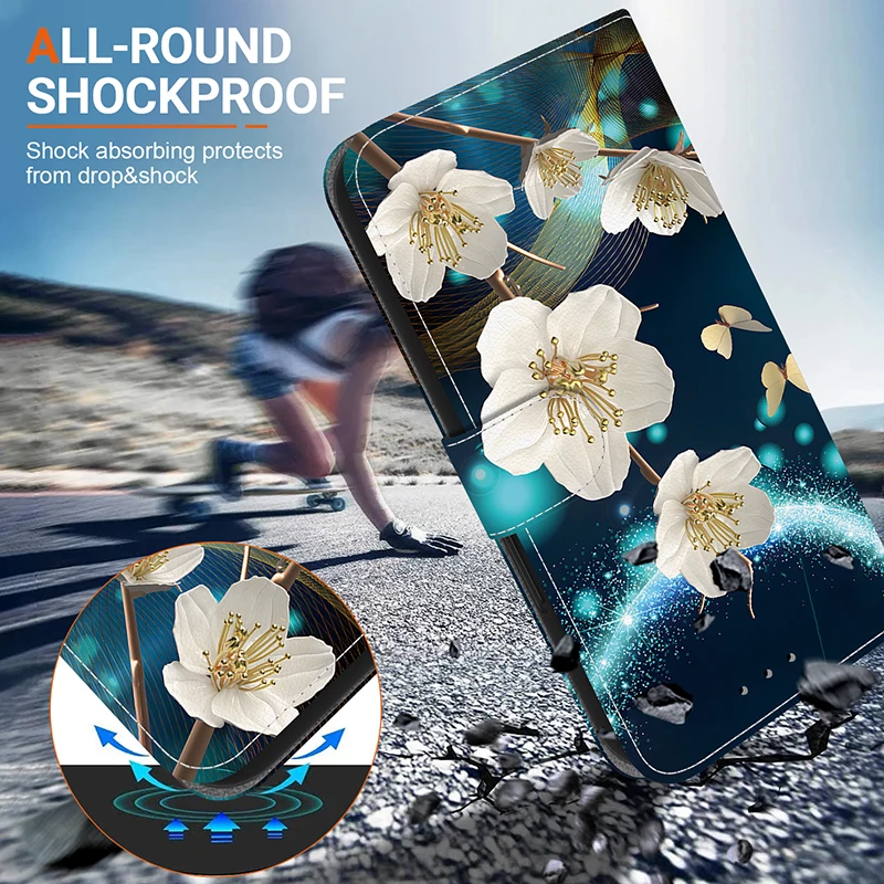 Cartoon Magnetic Book Cover with Stand and Flip Wallet Design