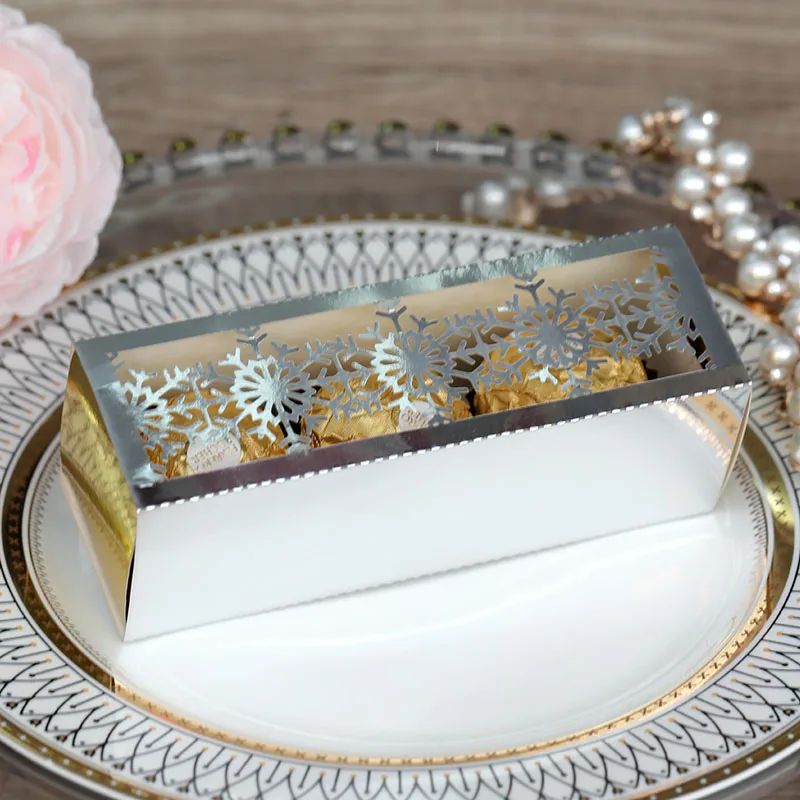 50Pcs Laser Cut Christmas Snowflake Packaging Gift Boxes, Drawer Style Candy Chocolate ... - SKU CPGB2143 - UGI Packaging
