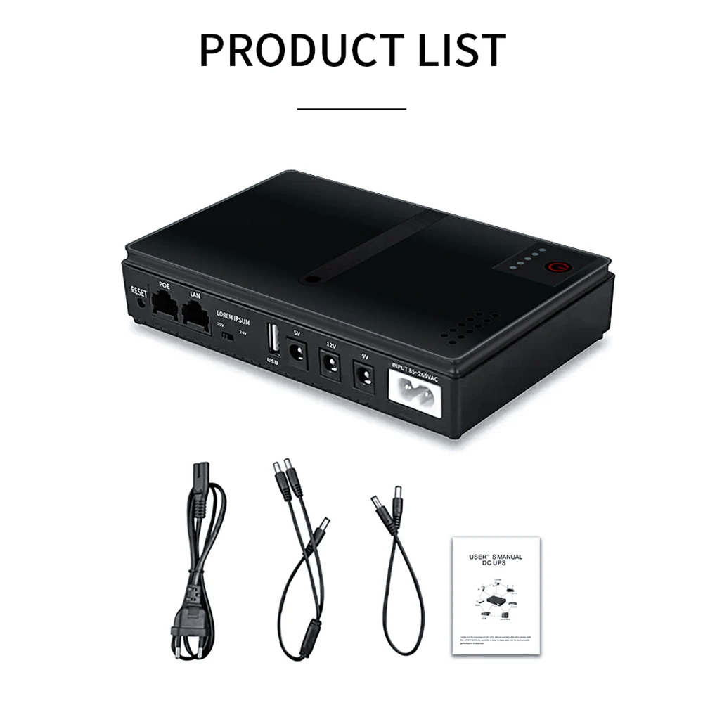 DC Power Adapter Uninterruptible Power Supply 10400mAh 5V 9V 12V UPS Router Optical Cat Built-in Adapter Backup Supply EU