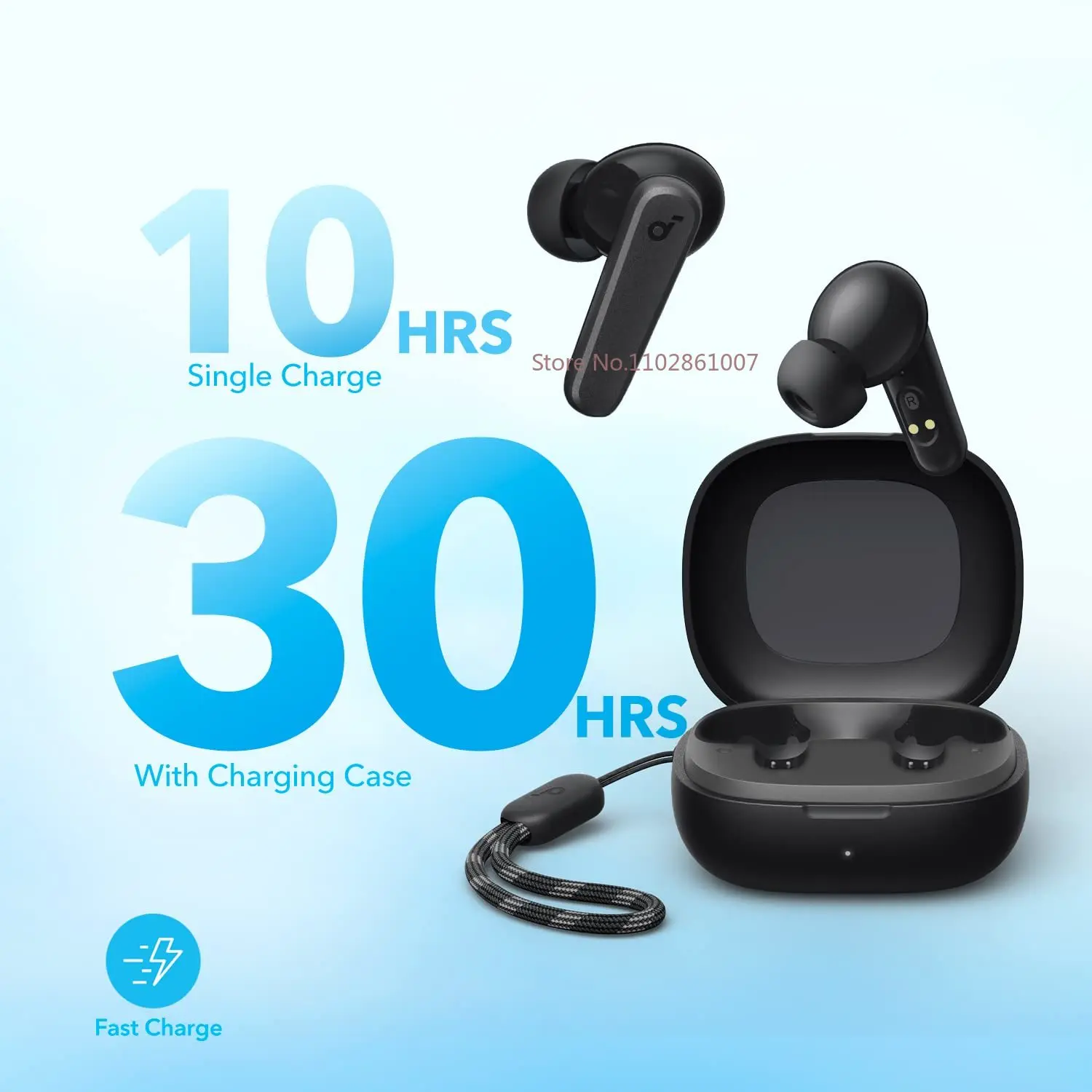Anker Soundcore 트루 와이어리스 이어버드, 10mm 드라이버, 블루투스 5.3, 30HPlaytime, AI 클리어 통화용 마이크 2 개, 앱을 통한 지지대 EQ, P20i