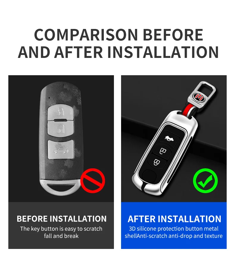 Zinc Alloy Car Remote Key Case Cover Shell Mazda 2 3 6 BL BM GJ Atenza Axela Demio CX3 CX-3 CX5 CX-5 CX7 CX9 MX5 KE KF Keyless - Sc66a6f40f43c4fee8d6bf62c16e09773l