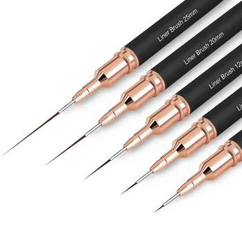 Black Nail Art Liner Brushes 5Sizes Painting Nail Design Pen /8/12/20/25mm Drawing Tool for Long Lines Thin Details Manicure Pen 1
