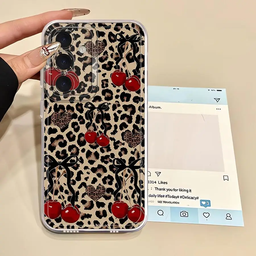 Leopard Print Bow Phone Cover Case