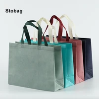 StoBag 10pcs Non-woven Shopping Tote Shoulder Bag Fabric Eco-friendly Large Reusable Gift Storage Pouches Custom Logo(Extra Fee) 1