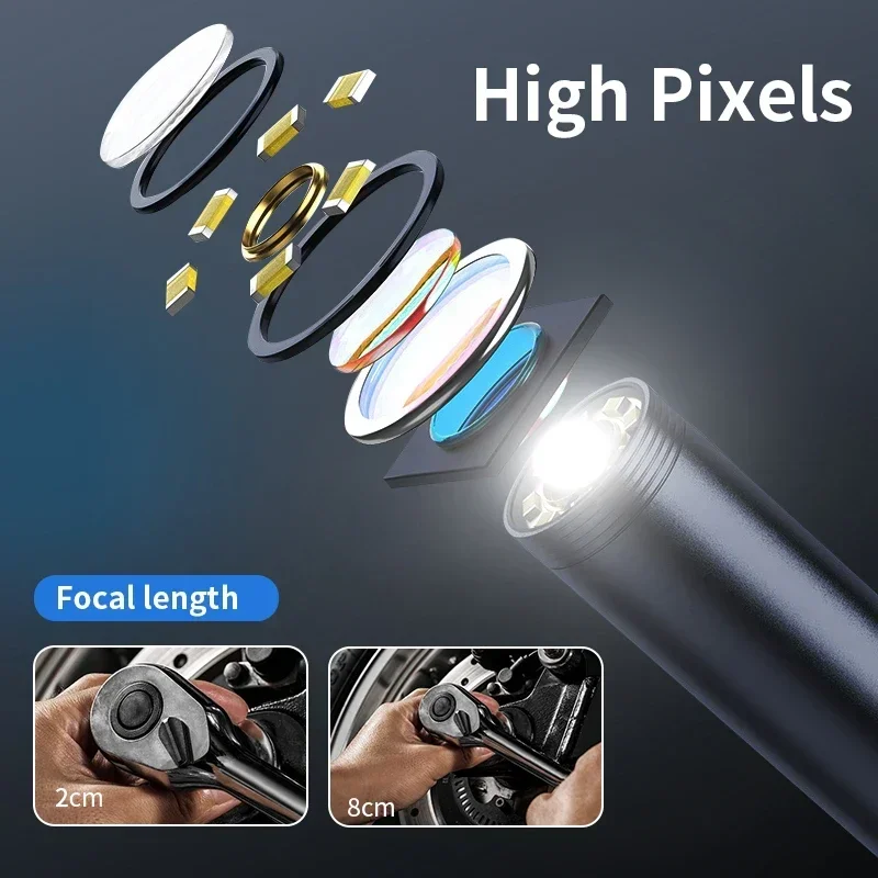 Max 16.4ft Endoscope Automotive Boroscope Inspection Device Camera 8mm For IOS Android Smart Phone Type C Cars Mobile 3
