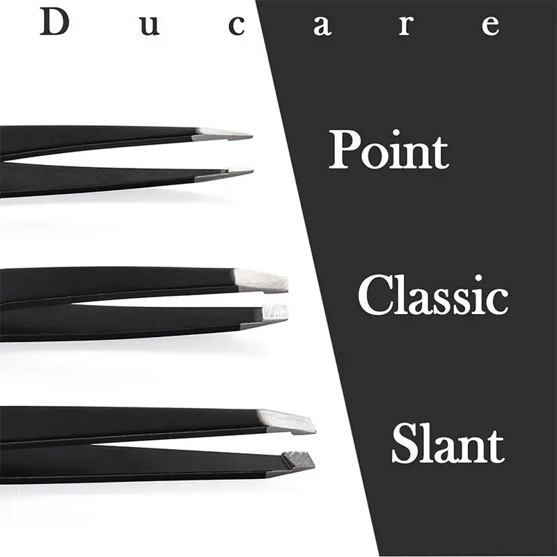 DUcare professional tweezers for eyebrows lash twizzer Stainless Steel Eyelash Extension Classic Slant 3pc Hair removal tweezers 6