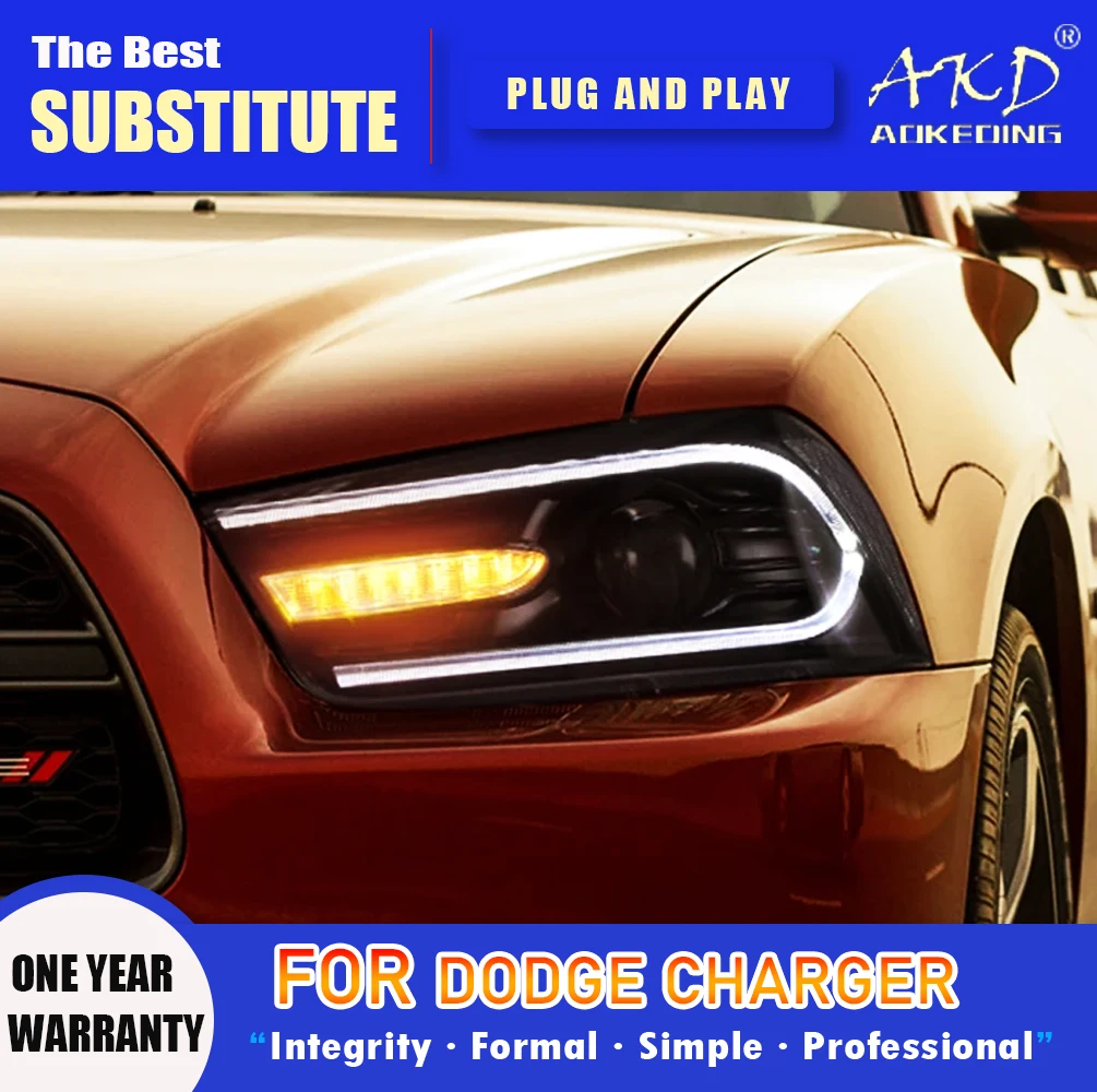 AKD Head Lamp for Dodge Charger  LED Headlight 2011-2014 Headlights Charger DRL Turn Signal High Beam Angel Eye Projector