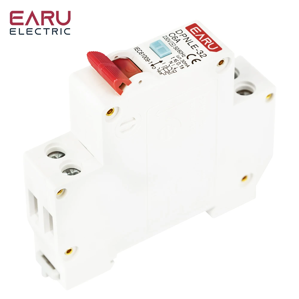 DPNL 230V 50/60Hz RCBO MCB 1P+N 6KA Residual Current Differential Automatic Circ
