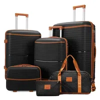 Nouveau Ensemble de bagages 6 pièces valise à coque rigide grande capacité léger serrure TSA 360 °   Roues tournantes à main approuvées pour les voyages 6