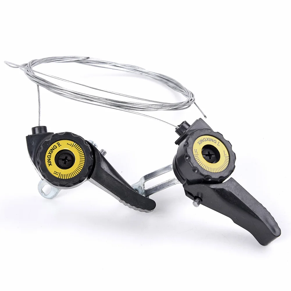 Universal Bicycle Gear Shift Levers with Cable for Mountain Bikes - Black