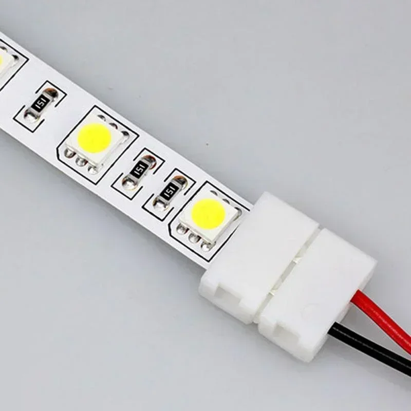 8/10mm No Soldering 2 Pin Led Strip Connectors 8mm 10mm Power Wire Connector for 2835/5050 Led Strip Wire PCB Ribbon 20/40pcs