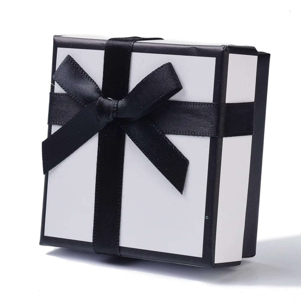 18/24pcs Paper Jewelry Set Box Square Gifts Boxes for Necklaces and Earring Fashion Jewelry Display Box 7x7x3cm,with Black Spong