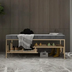 Super Soft Velvet Light Luxury Shoe Changing Stool Comfortable Cushion Home Doorway Seat Delicate Tread Line Nordic