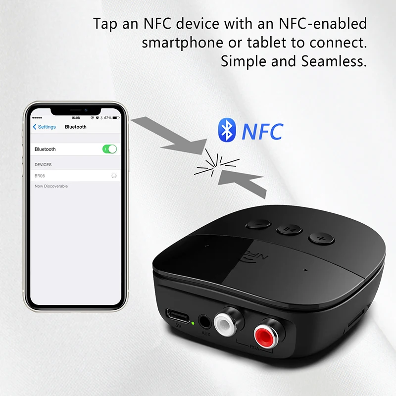 NFC Bluetooth 5.2 Audio Receiver 3.5mm AUX RCA USB U-Disk/TF HIFI Stereo Music Wireless Adapter Mic For Car Kit Speaker Amp Bluetooth Transceiver Adapter Bluetooth Aux Adaptor Bluetooth Audio Receiver Bluetooth Adapter Audio Adapter