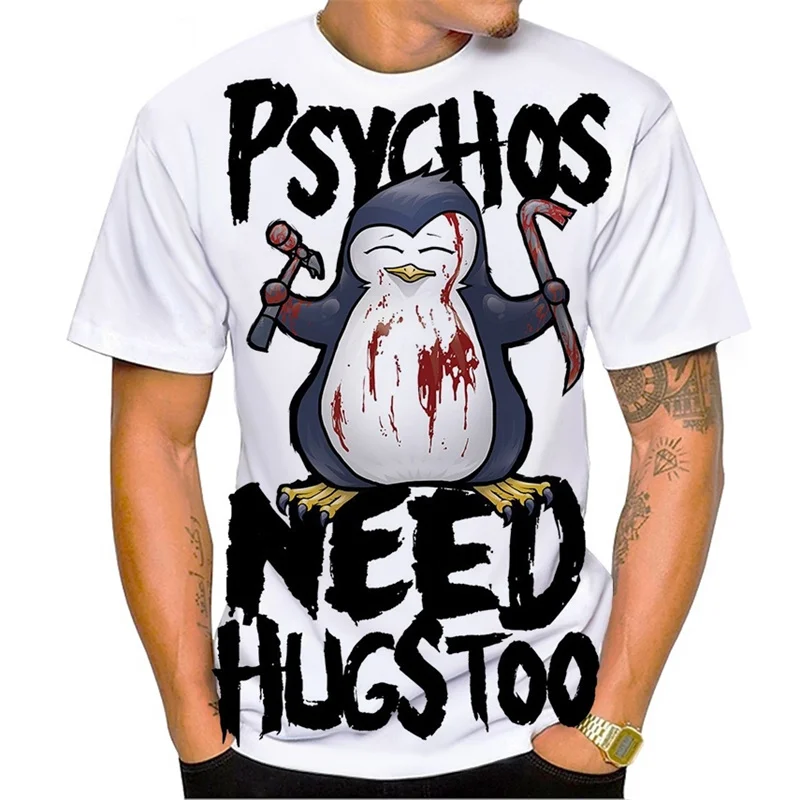 

Psychos Penguin Men's T-shirt 3d Print Street T Shirt For Men Funny Casual O Neck Oversized Tops Fashion Tee Shirt Clothing