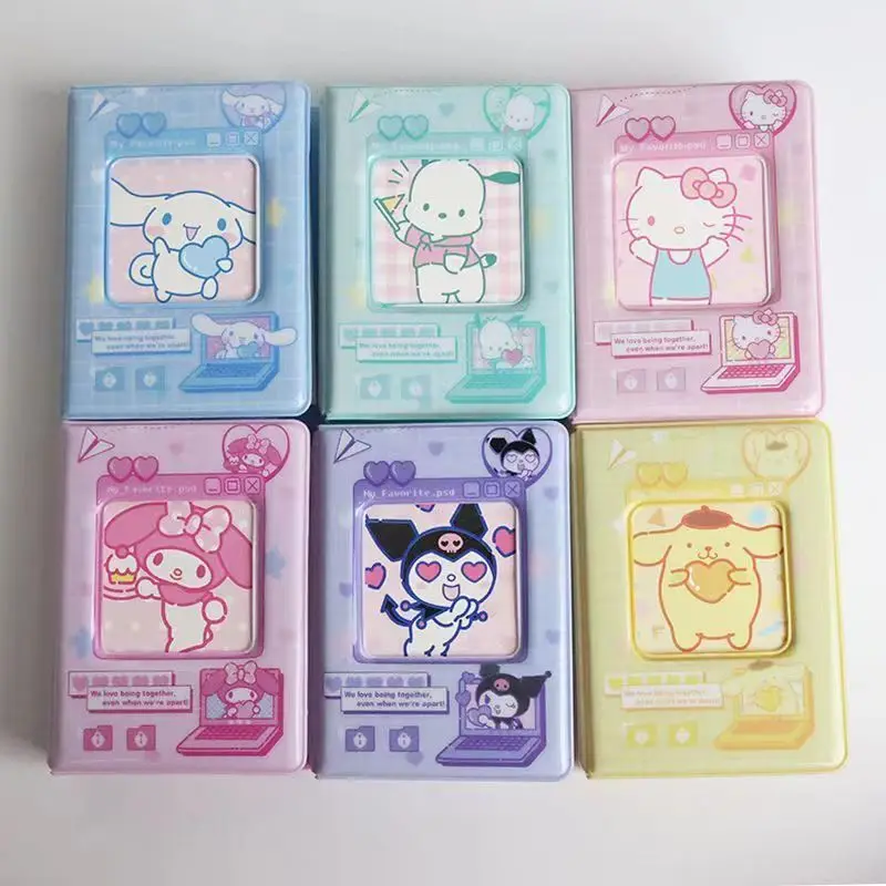 

Three Inches Kawaii Anime Sanrio Hello Kitty Cinnamoroll My Melody Photo Album Cute Cartoon Card Photo Storage Book Toys Girls