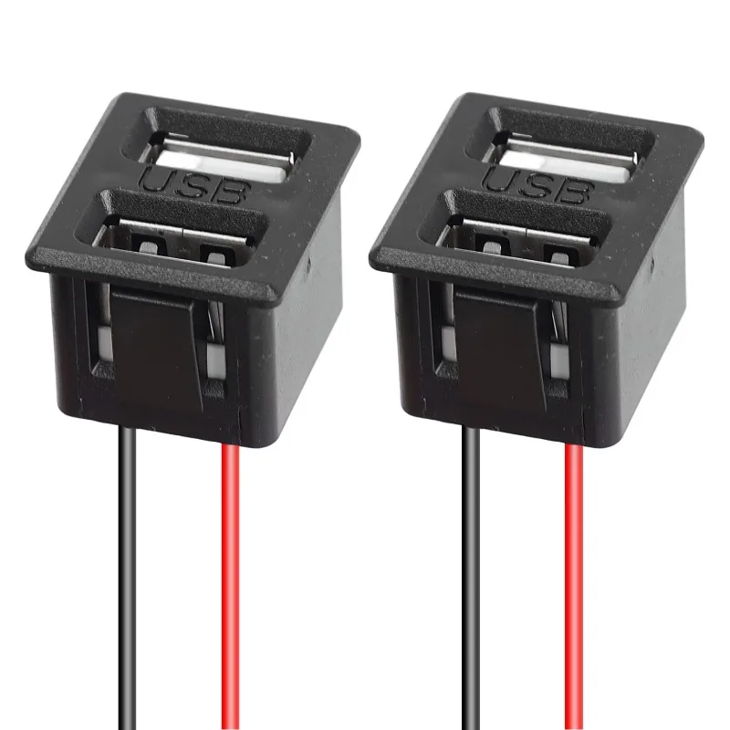 5V 2A Black Double Layer Usb Female Base Type-C Socket and Female Usb Lamp Charging Socket Power Socket with Cable Connector