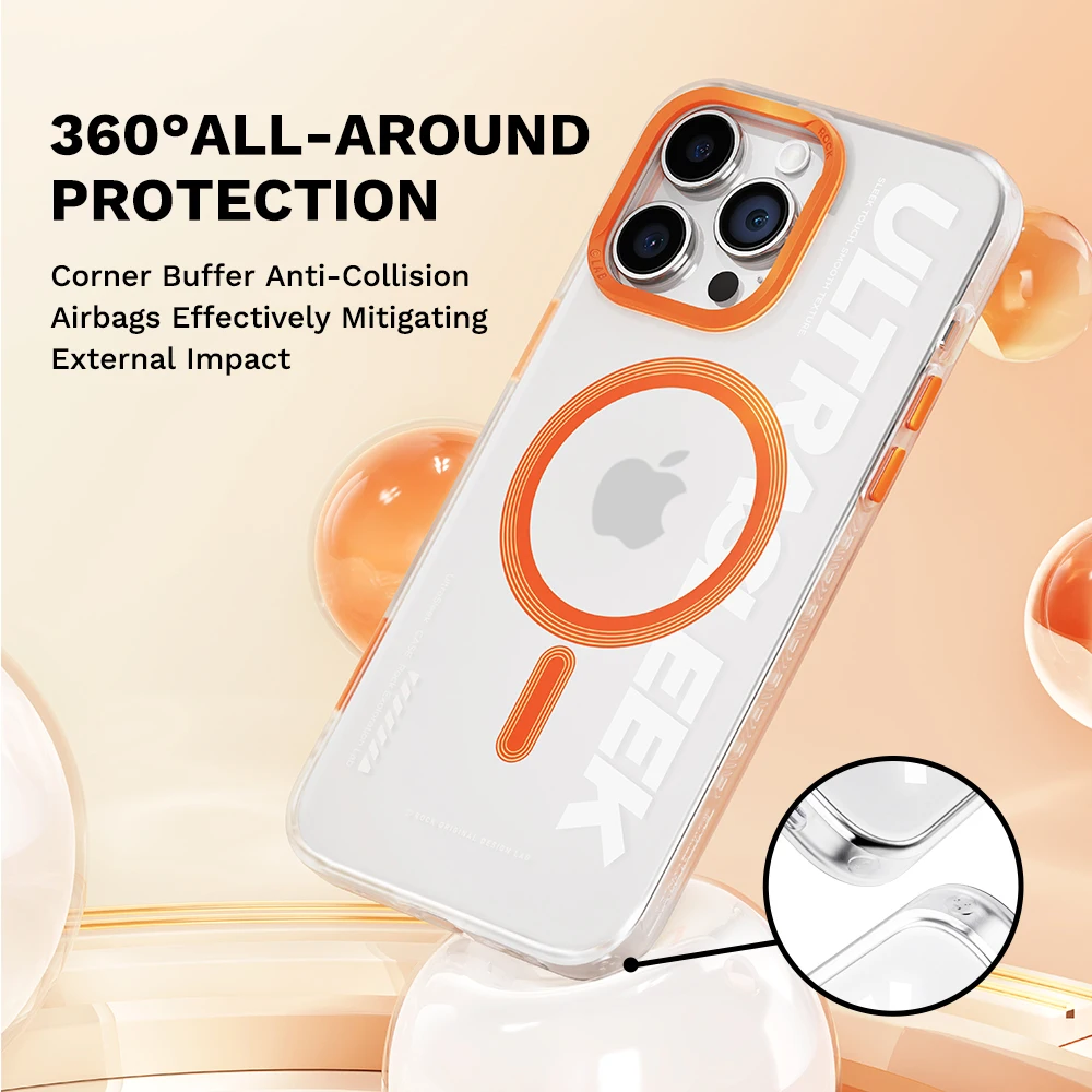 ROCK Magnetic Case for iPhone 15 Pro Max Luxury Transparent Clearly Shockproof Wireless Charging Magnet Cover for iPhone 15 Plus