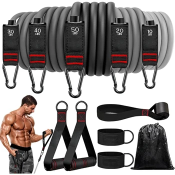Resistance Bands, Exercise Bands with Handles, Fitness Bands, Workout Bands with Door Anchor and Ankle Straps