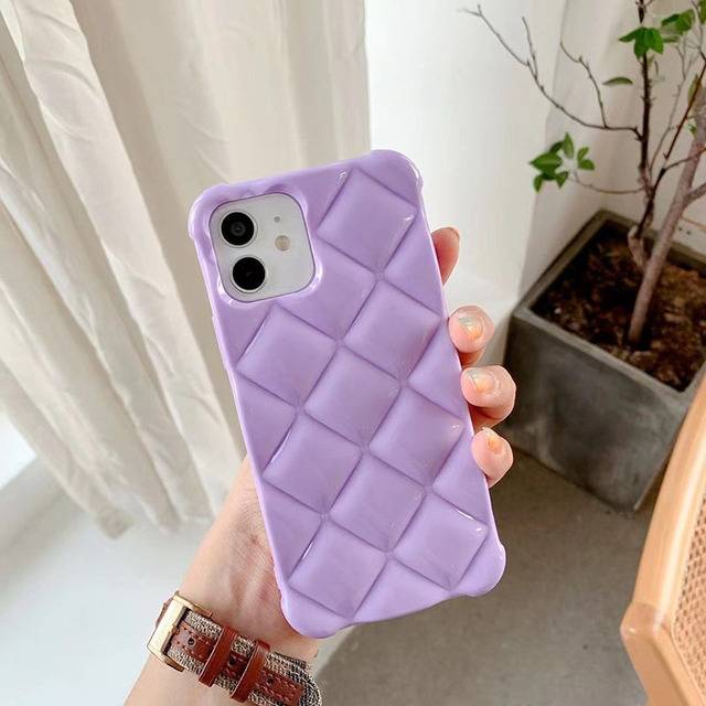 Candy Color Luxury Diamond Lattice Phone Case For iPhone 11 12 13 Pro Max X XR XS 7 8 Plus SE Soft Silicone Shockproof Cover