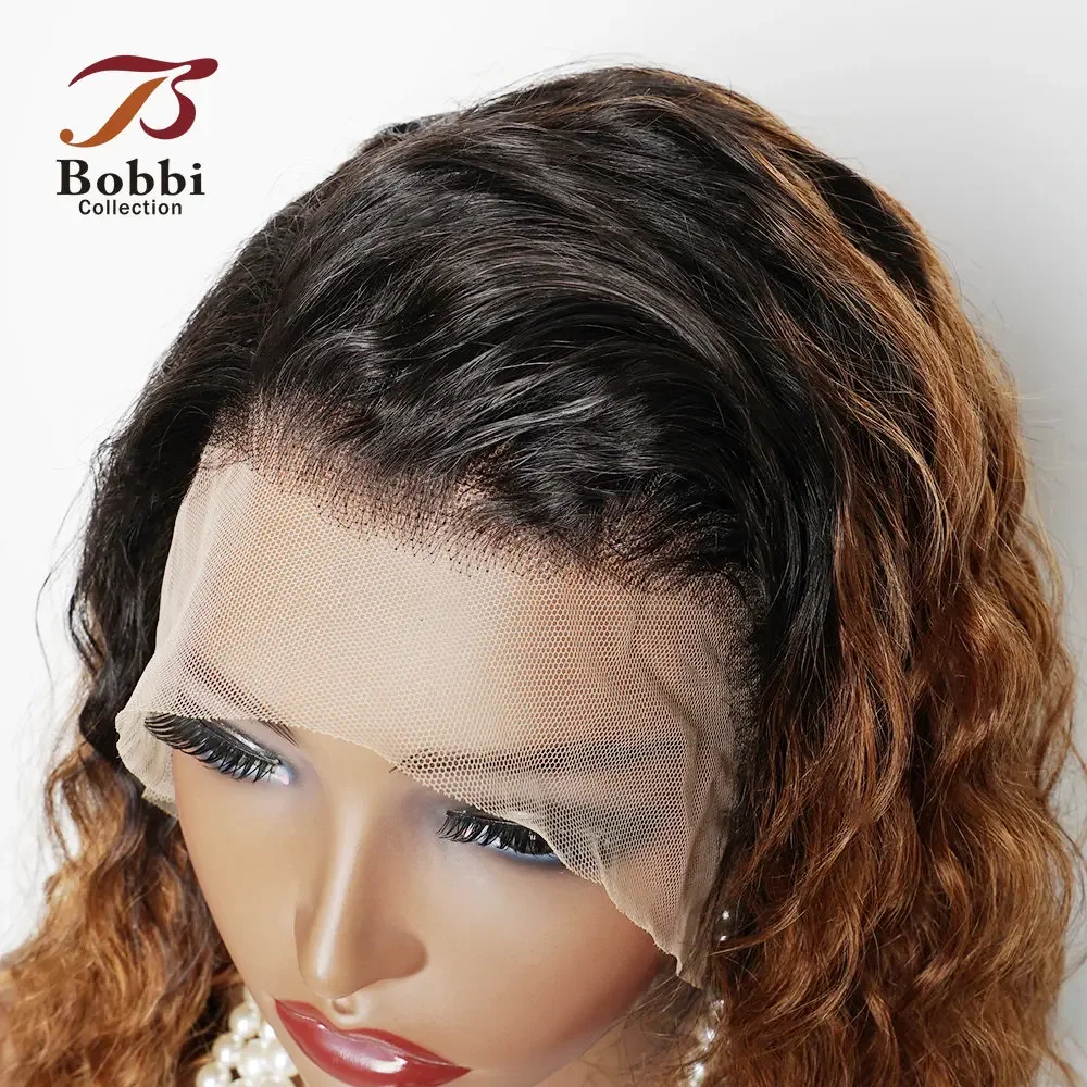 Human Hair Wig Lace Front Wigs 250 Density 13x4 Lace Front Wig 100% Human Hair Wig For Women Loose Deep Curly Ombre Ginger Brown Transparent Lace Closure Bobbi