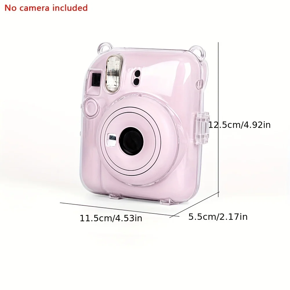 1 Set for instax Mini 12 Camera Hard Case with Photo Storage Pouch and Shoulder Strap-Camera Not Included