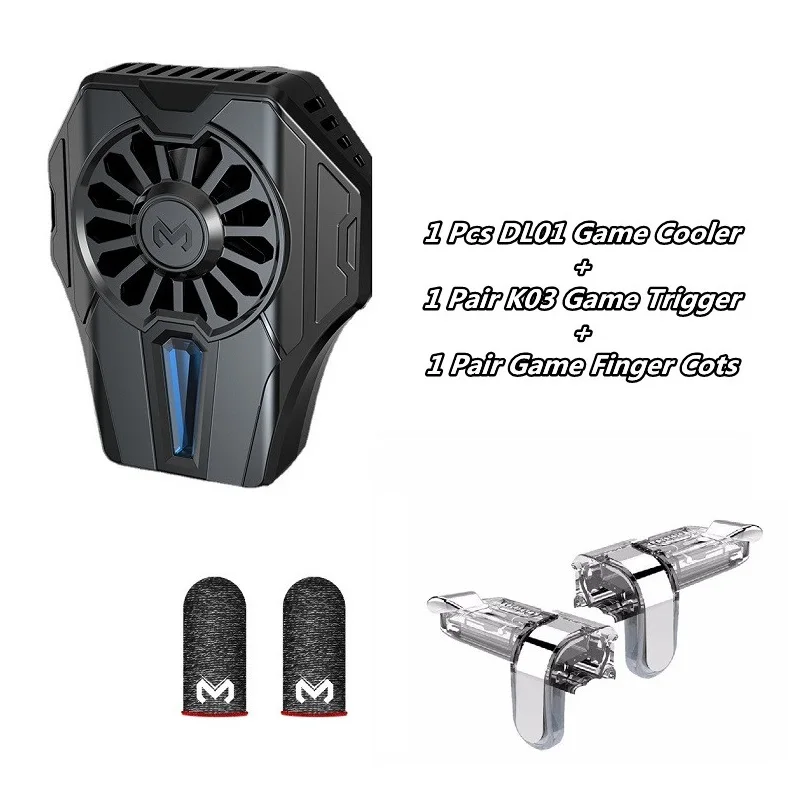 

DL01 Mobile Phone Semiconductor Radiator with K03 Gaming Trigger for PUBG Aim Shooter Game Cooler for IPhone Android Cooling Fan