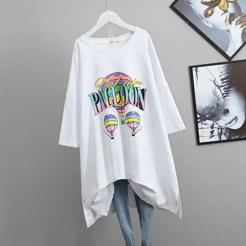 

Women's Letter Printing Loose T Shirts Summer New Thin Short Sleeve O-Neck Plus Size Clothing Street Casual Fashion Tops Tees