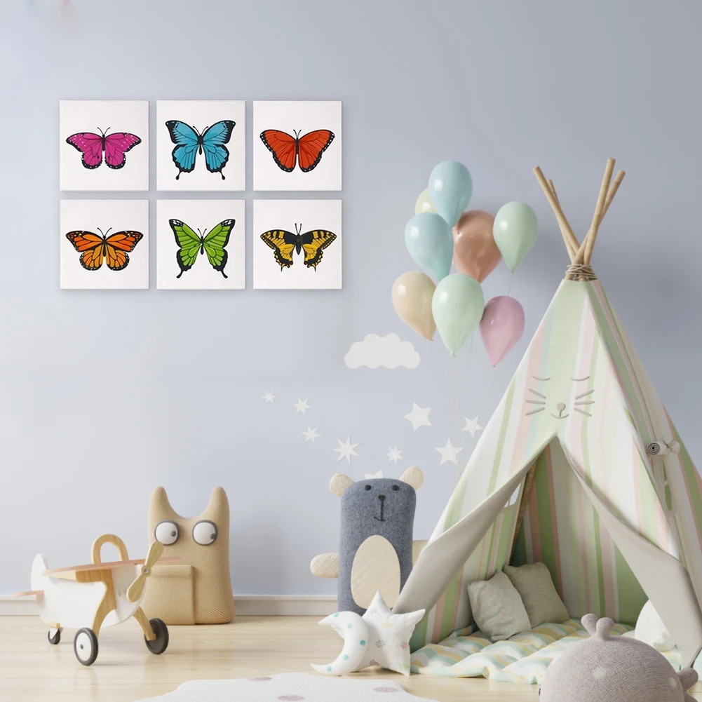 6 Pack Paint by Numbers Kit with Brush and Acrylic Paints Color By Number Painting Kits DIY Acrylic Oil Painting for Adults