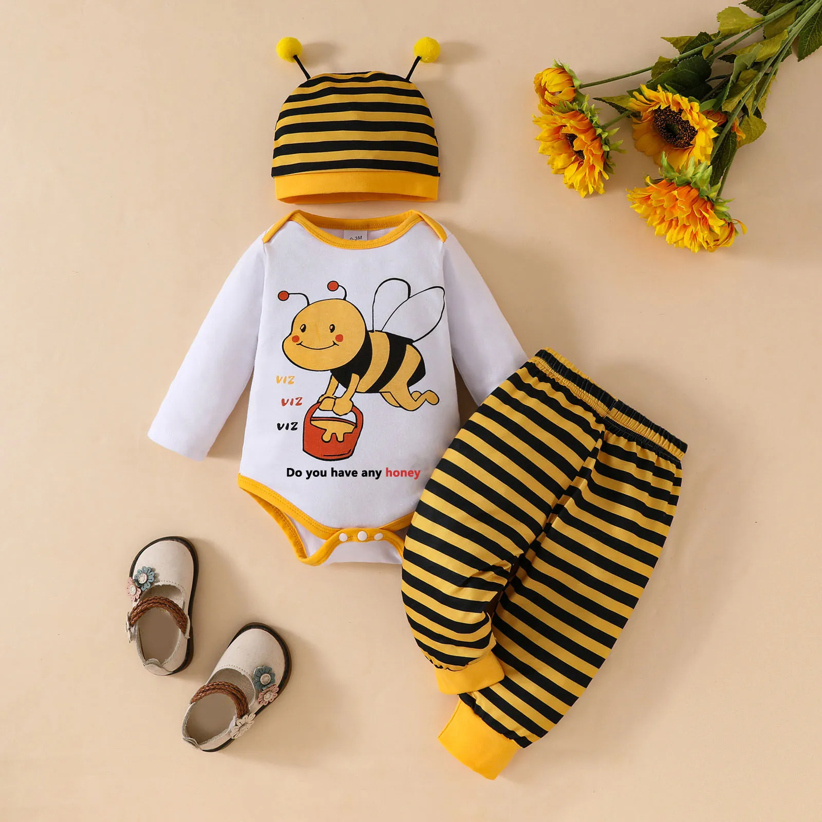 Spring Baby boy Baby girl Long-sleeved cartoon  Soft O-neck Home cotton Set baby clothes set