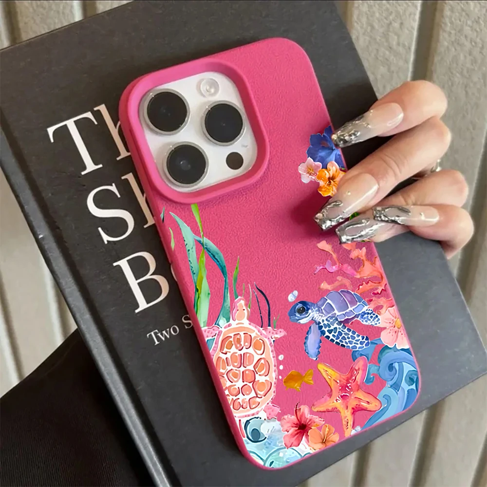 Vibrant Sea Turtle Coral Silicone Phone Case Cover