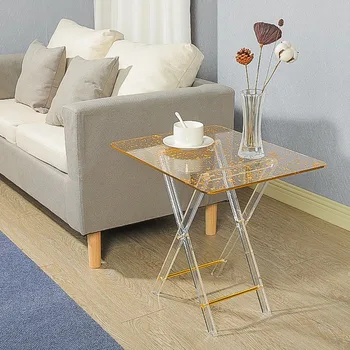 High quality folding small dining table edge bronzing hot silver acrylic household goods wholesale