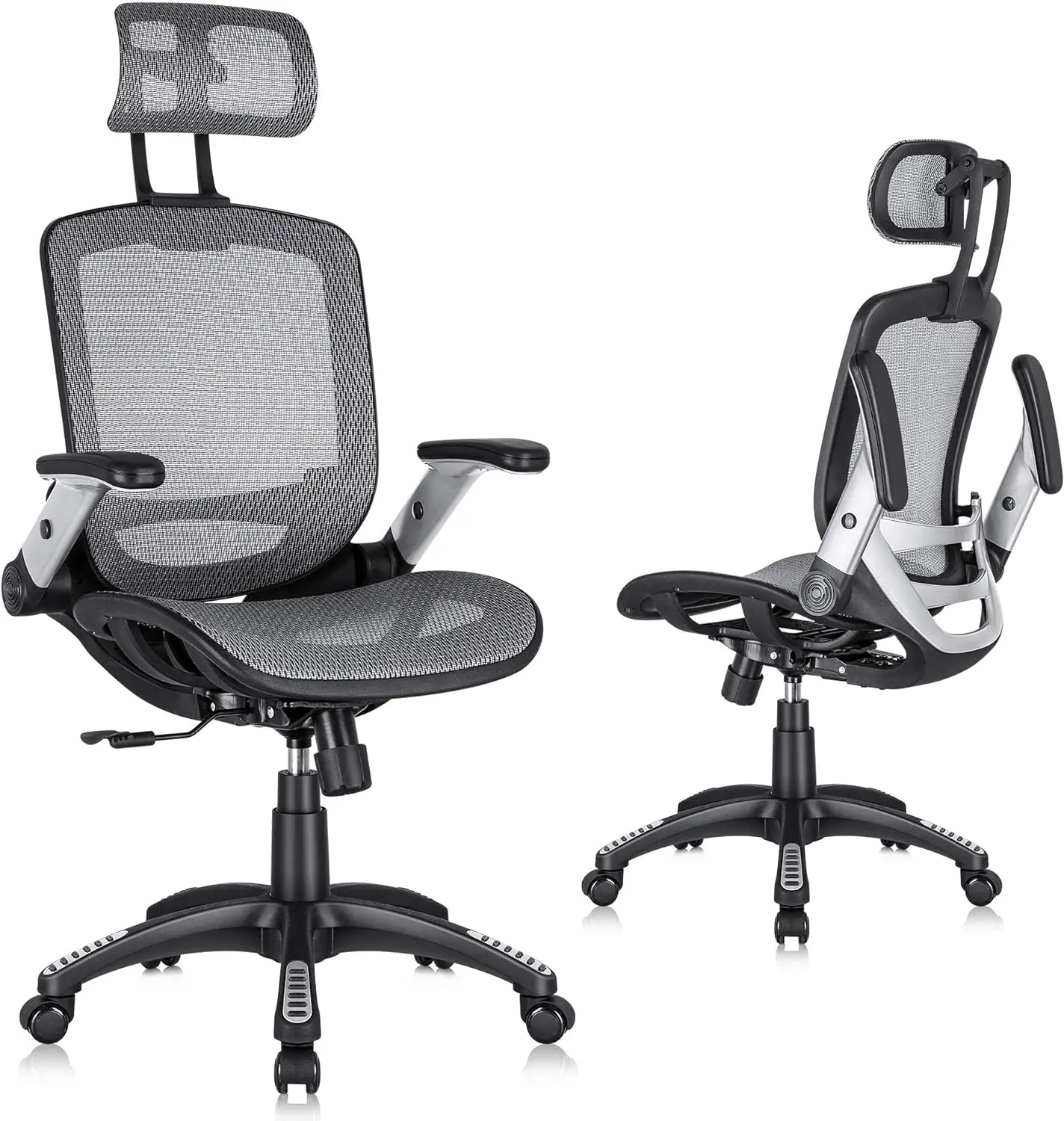 

Ergonomic Mesh Office Chair High Back Desk Chair Home Computer Chair Gaming Task Chair,Lumbar Support and PU Wheels,Grey