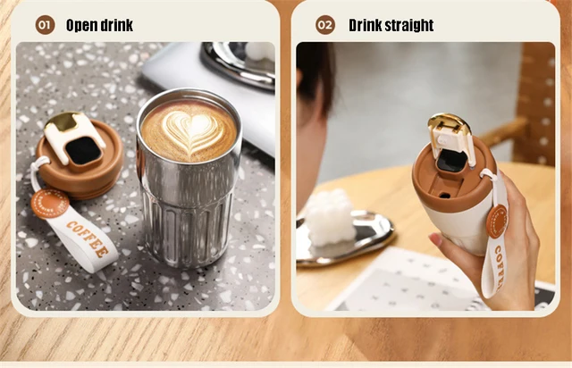 Coffee Thermos Cup Men's And Women's Fashion Portable Coffee Mug 450 ML  Intelligent Digital Display Temperature Tea Thermos - AliExpress