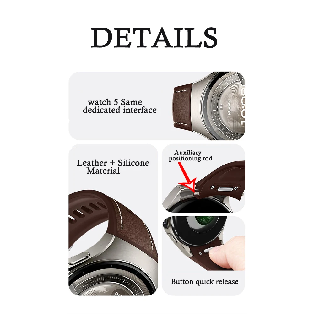 Elegant Press-On Quick Release Leather Silicone Strap for Watches - Unisex Band Bracelet