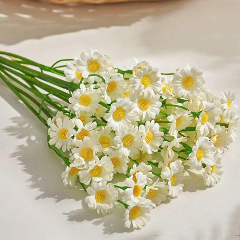 6/12/24 Stück 26cm Seiden-Kunstblumen Weiße Gänseblümchen Künstlicher Blumenstrauß für Party-Tischdekoration DIY Heim- und Hochzeitsdekoration – Detail 6