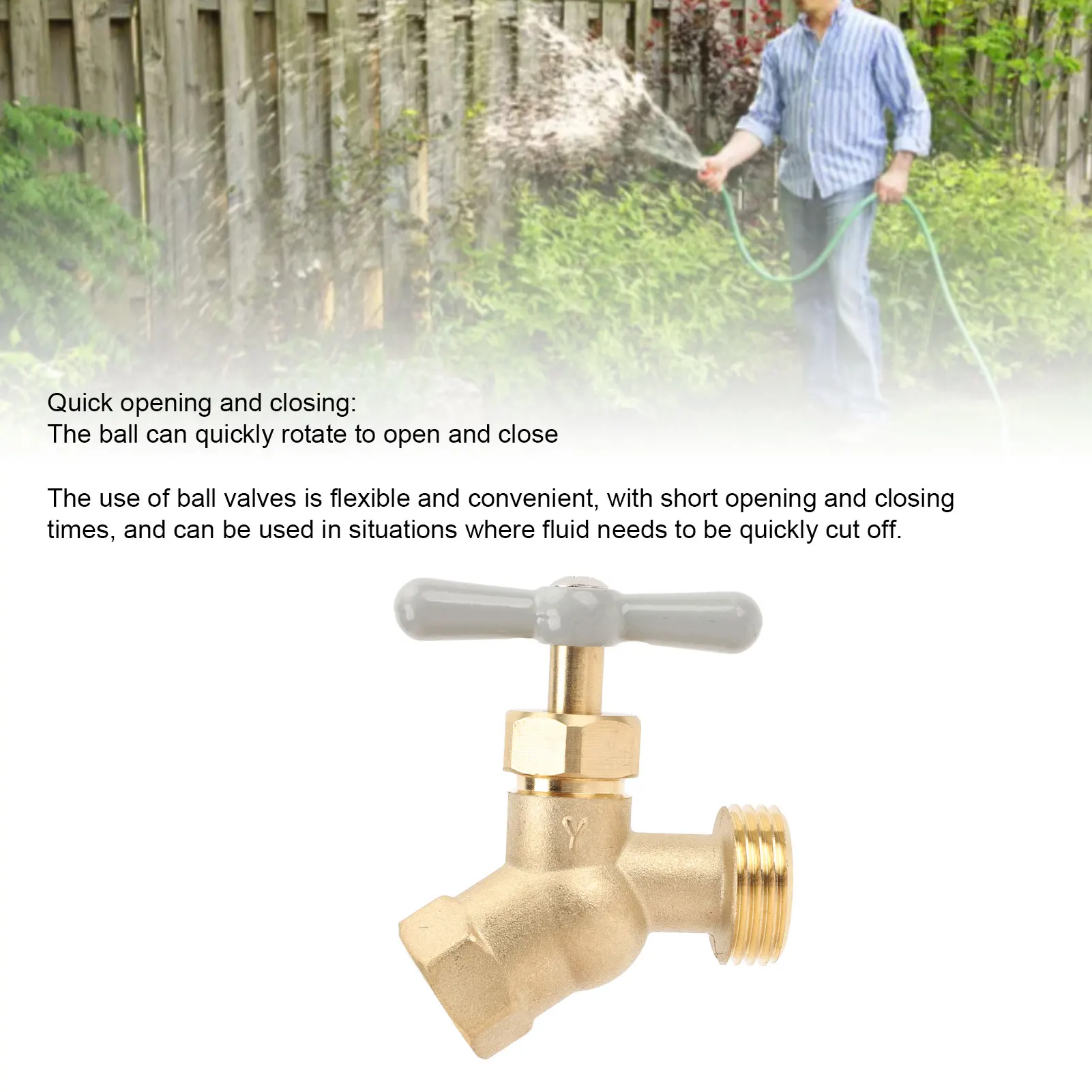 Hose Bibb Brass G1/2in DN15 Female Thread G3/4in DN20 Male Thread Water Hose Outlet Plumbing Fitting