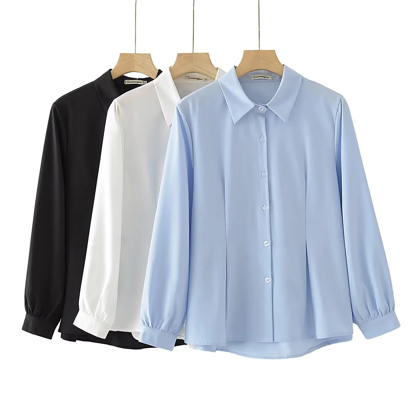 Fashion Plus Size Women's Blouses Autumn New Style Simple Waist Pleated Long Sleeve Shirt Casual Tops 449