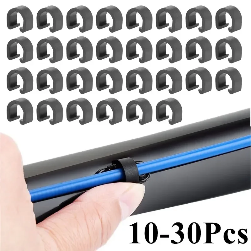 30/60PCS Bicycle C-type Buckles Plastic Brake Line Shift Brake Cable Clamp Guide C-Clips U Shaped Snap Clamp Bicycle Accessory