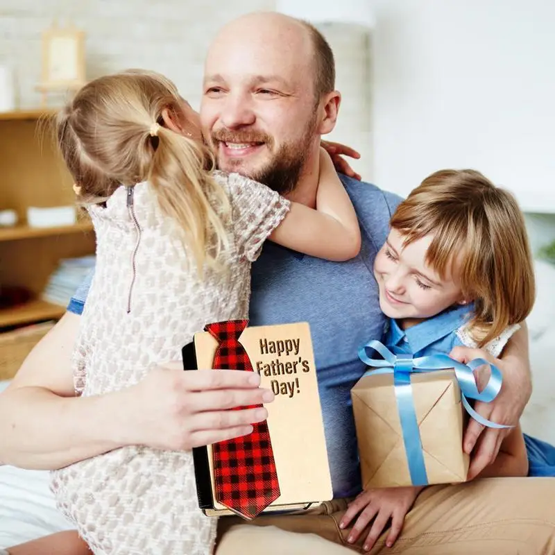 멀티 카드 케이스 주최자 아버지의 날 넥타이 카드 홀더 나무 아버지의 날 카드 상자 아빠를위한 나무 아버지의 날 카드 홀더