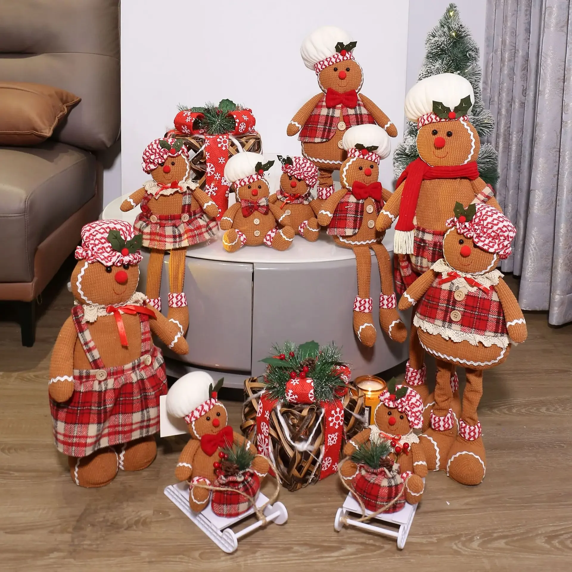Christmas Gingerbread Man series Decor Telescopic Doll Cute Chef