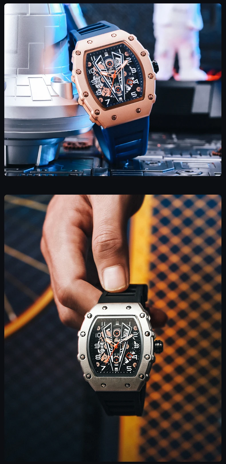 BAOGELA-Relógio quartzo masculino, pulseira de silicone, relógios